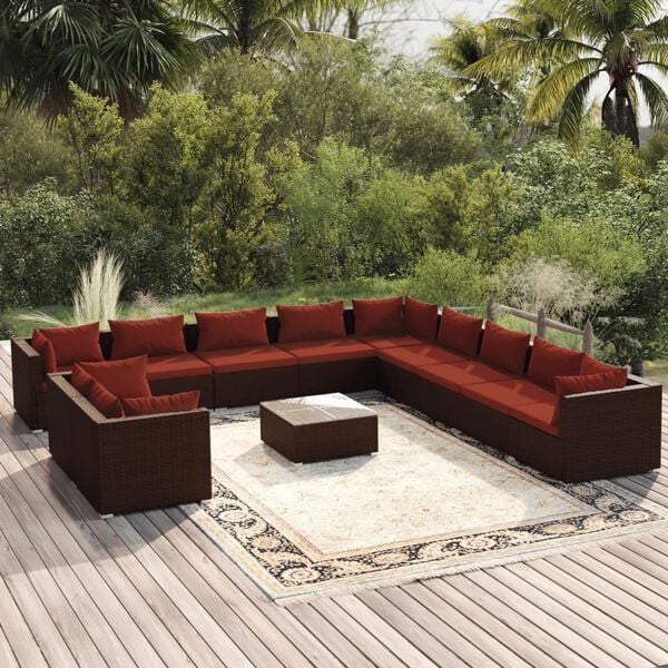 vidaXL Patio Lounge Set Modular Garden Lounge Set Rectangular Modern