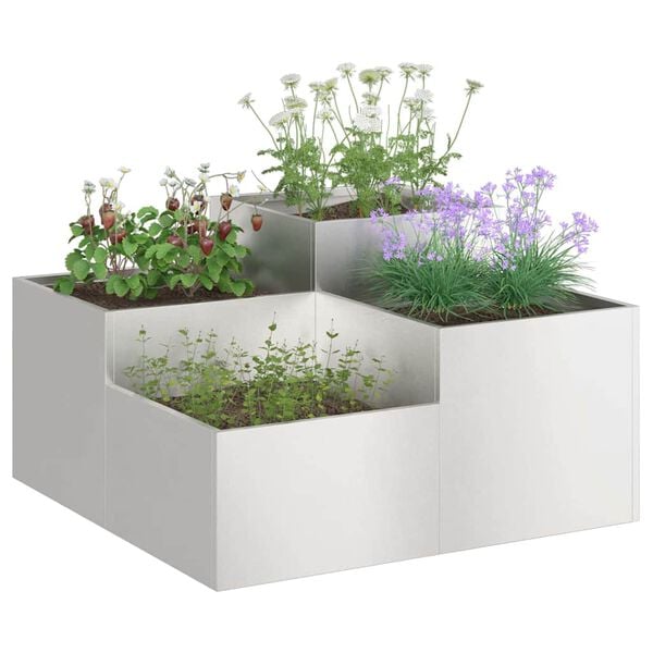 vidaXL Garden Planter Silver 100 x 100 x 48 cm Stainless steel