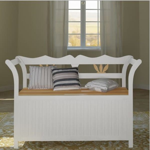 vidaXL Garden Bench White Solid fir wood Medium Wooden Garden Bench