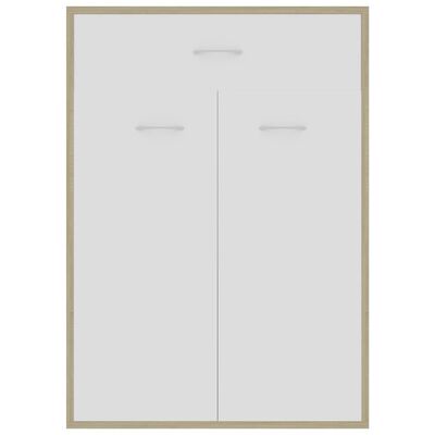 vidaXL Shoe Cabinet White and Sonoma Oak 23.6"x13.8"x33.1" Engineered Wood