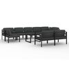 vidaXL 10 Piece Patio Lounge Set with Cushions Aluminum Anthracite