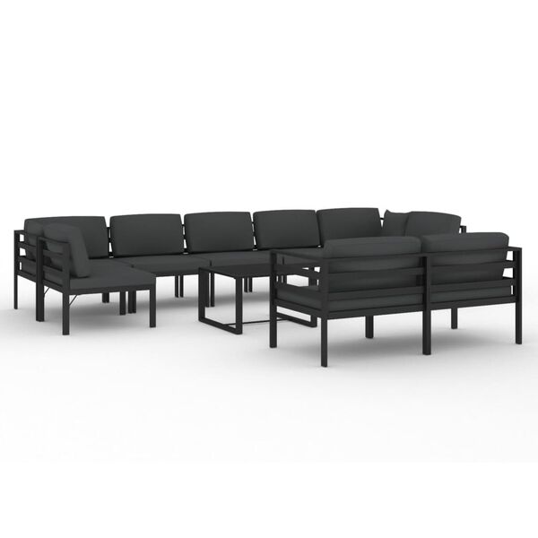 vidaXL 10 Piece Patio Lounge Set with Cushions Aluminum Anthracite