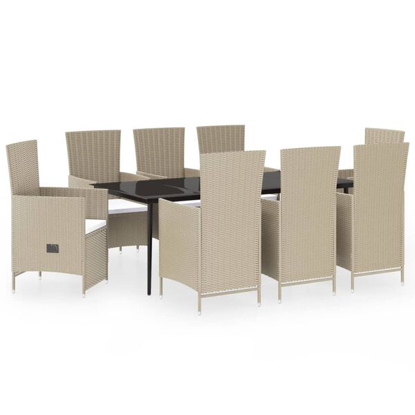 vidaXL Garden Dining Set Beige and Black