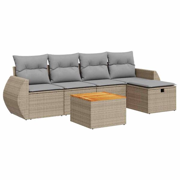 vidaXL Garden Sofa Set Beige PE Rattan Large Modular Garden Sofa Set