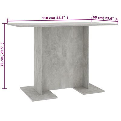 vidaXL Dining Table Concrete Gray 43.3"x23.6"x29.5" Engineered Wood