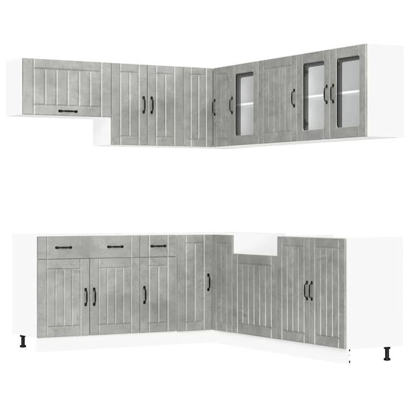 vidaXL Kitchen Cabinet Set Concrete Grey Engineered Wood Large