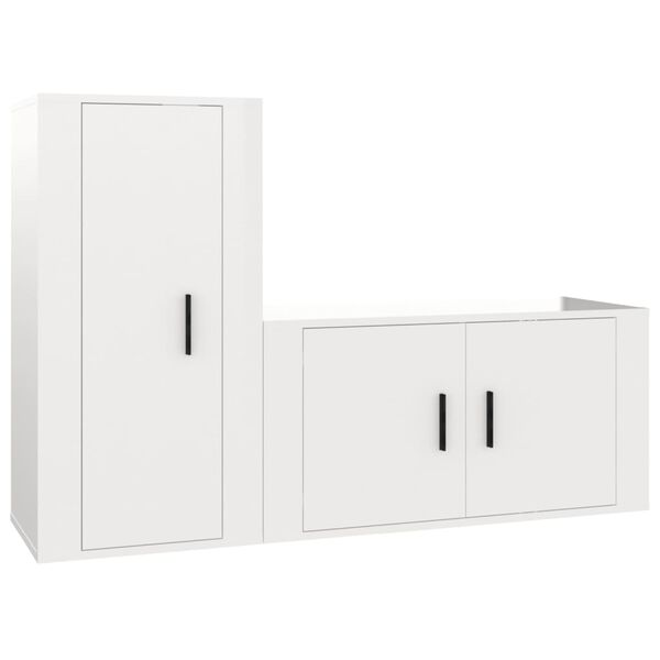 vidaXL TV Cabinet Set Set of 2 High gloss white Engineered wood Standard