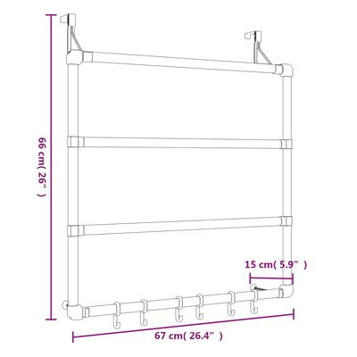 vidaXL Towel Hanger 26.4"x5.9"x26" Aluminum