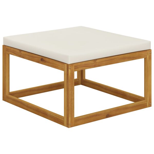 vidaXL Footrest Cream White Solid Acacia wood, Foam Small Modular