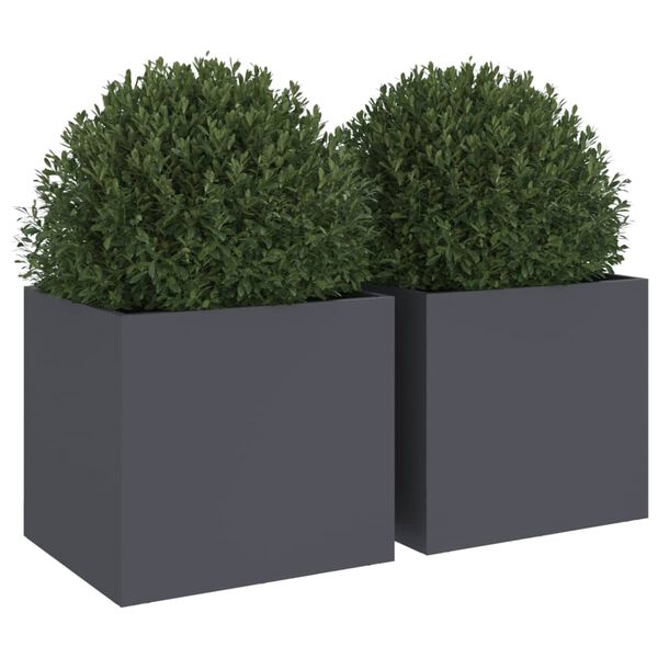 vidaXL Planter Set of 2 Anthracite Cold-rolled steel Medium