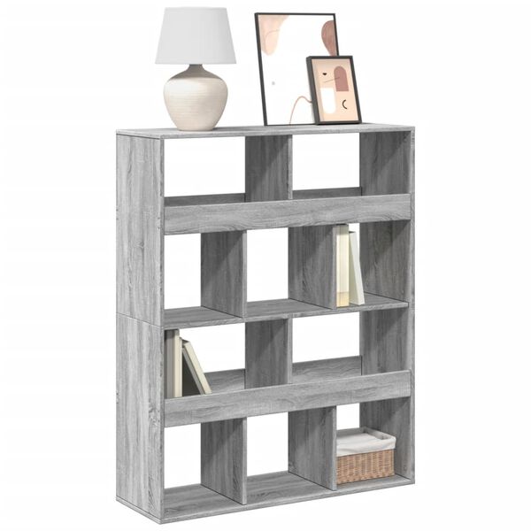 vidaXL Bookcase Grey Sonoma Engineered Wood 39.4 x 13.0 x 49.4 in