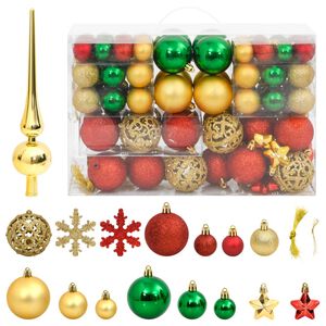 vidaXL Christmas Bauble Set Set of 111 Red, Green, Gold Polystyrene