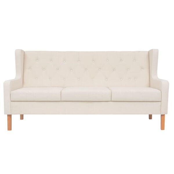 vidaXL Sofa Set Cream White Polyester fabric and wooden frame Large