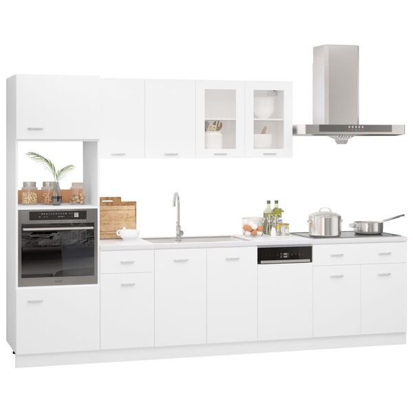 vidaXL Kitchen Cabinet Set White Engineered wood, Glass Large