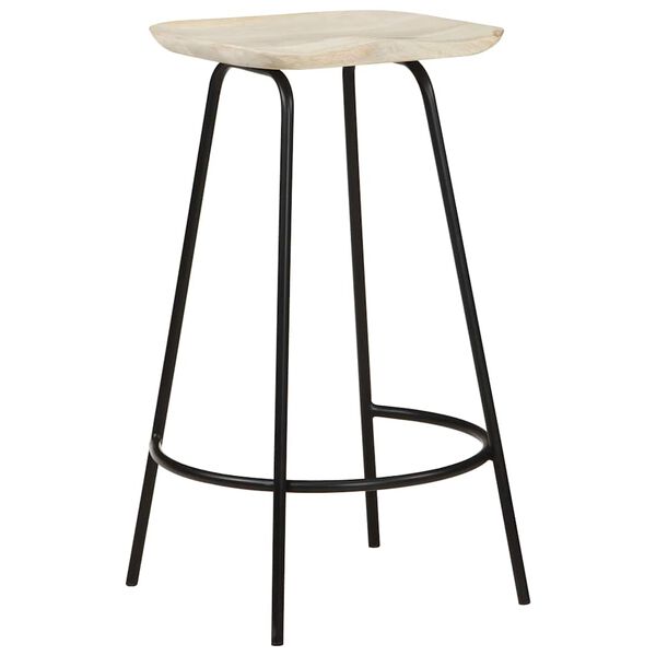 vidaXL Bar Stool Set of 2 Bleached wood and black metal