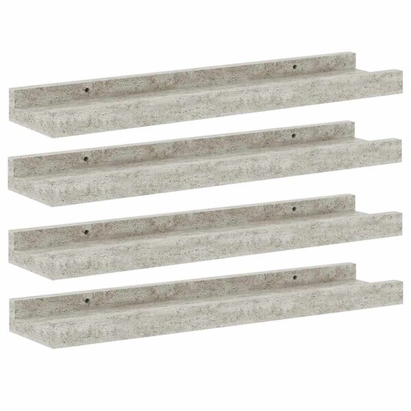 vidaXL Wall Shelf Set of 4 Concrete grey MDF 15.7 x 3.5 x 1.2 in