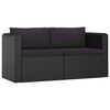 vidaXL Garden Lounge Set Black PE Rattan, Powder-Coated Steel, Polyester