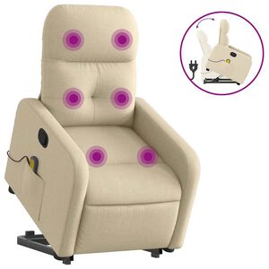vidaXL Stand Up Massage Recliner Chair Cream Polyester, Metal, Plywood