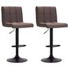 vidaXL Bar Stool Set of 2 Taupe Polyester Adjustable Swivel