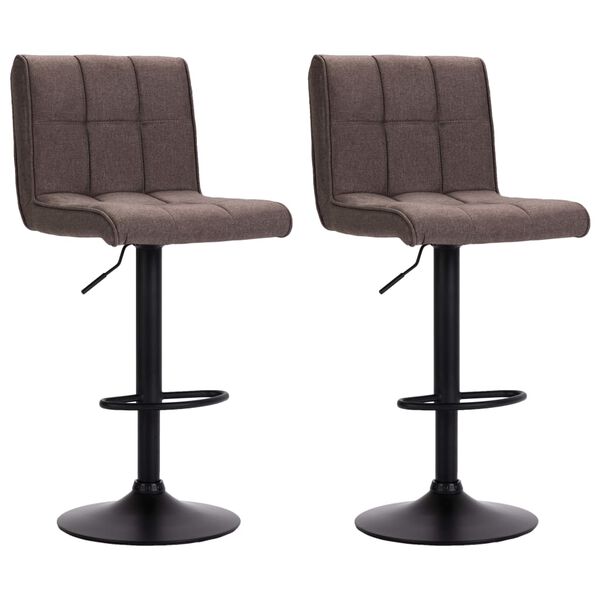 vidaXL Bar Stool Set of 2 Taupe Polyester Adjustable Swivel