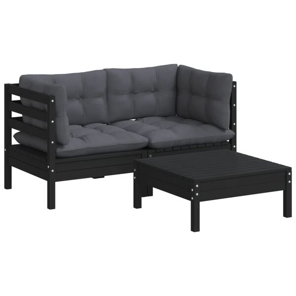 vidaXL Garden Lounge Set Anthracite, Black