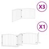 vidaXL Dog Gate Set of 10 White Poplar Wood Large Foldable Dog Gate