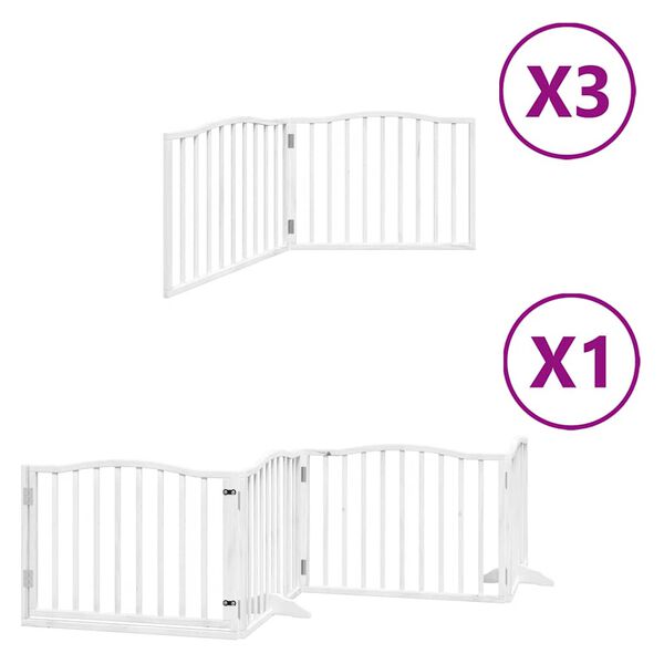 vidaXL Dog Gate Set of 10 White Poplar Wood Large Foldable Dog Gate