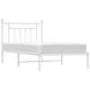 vidaXL Bed Frame White Powder-Coated Steel Twin Bed Frame Rectangular