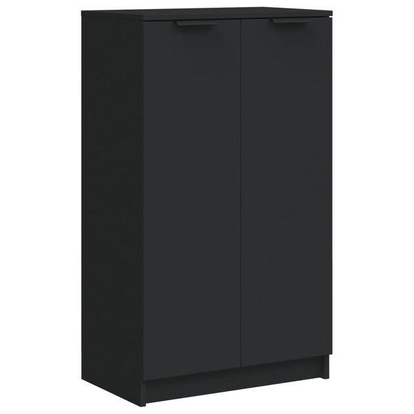 vidaXL Shoe Cabinet Black 23.2x13.8x39.4" Engineered Wood
