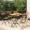 vidaXL Folding Bistro Set Natural wood and black