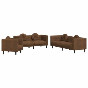vidaXL Sofa Set Brown Velvet Sofa Set Rectangular Modern Seats Many