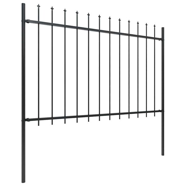 vidaXL Garden Fence with Spear Top Steel 351.3"x47.2" Black
