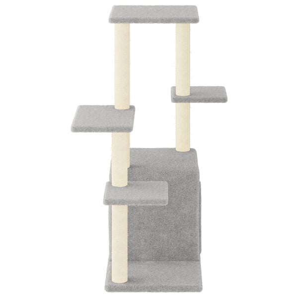 vidaXL Cat Tree Light grey Engineered wood, plush, sisal 38.4 in tall