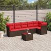 vidaXL 7 Piece Patio Sofa Set with Cushions Brown Poly Rattan