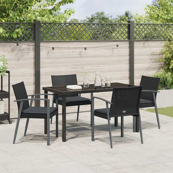 vidaXL Garden Dining Set 5 pcs Black Poly rattan