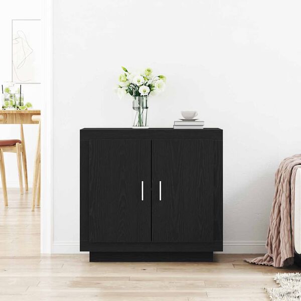 vidaXL Sideboard Black Oak 31.50 x 15.75 x 29.53 in Engineered Wood