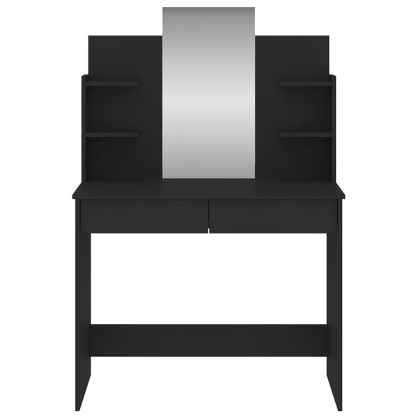 vidaXL Dressing Table Black Engineered wood, Glass 37.8x15.4x55.9 in