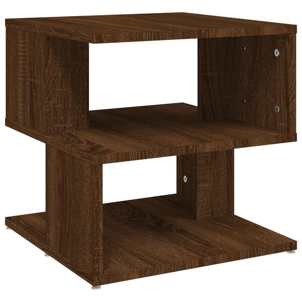 vidaXL Side Table Brown Oak Engineered Wood Small Side Table Square