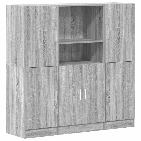 vidaXL Kitchen Cabinet Set Grey Sonoma Engineered wood