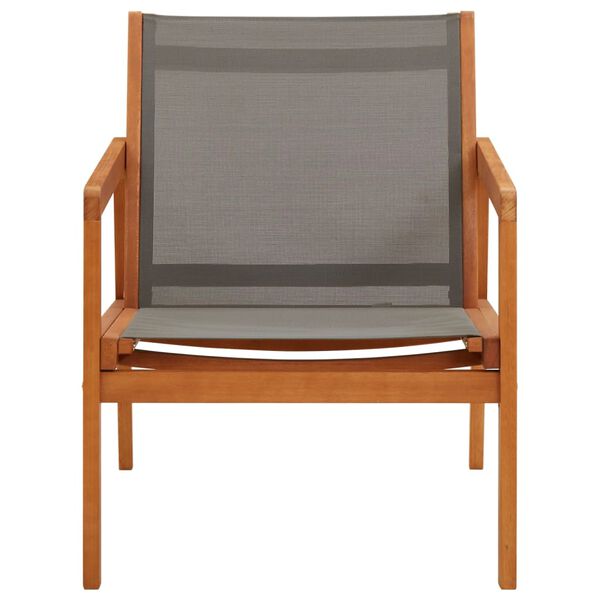 vidaXL Garden Chair Grey, Natural Solid eucalyptus wood, Textilene