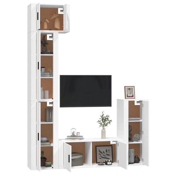 vidaXL TV Cabinet Set 5-Piece Set White Engineered Wood