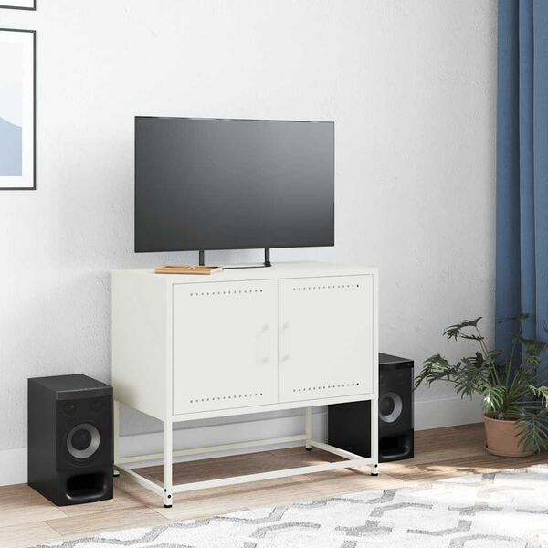 vidaXL TV Cabinet White Steel 27.0 x 15.4 x 23.8 in TV Cabinet