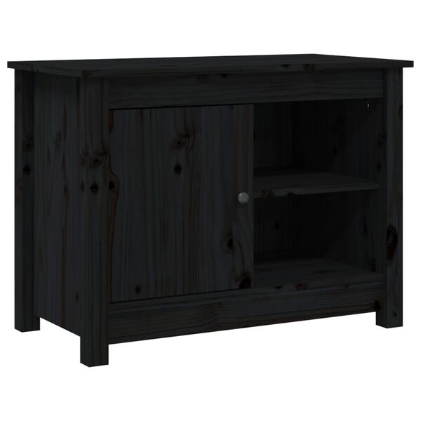 vidaXL TV Cabinet Black Solid pine wood Small TV Cabinet Rectangular