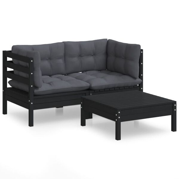 vidaXL Garden Lounge Set Anthracite, Black