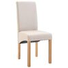 vidaXL Dining Chair Set of 4 Cream Fabric, Wood Standard Ergonomic