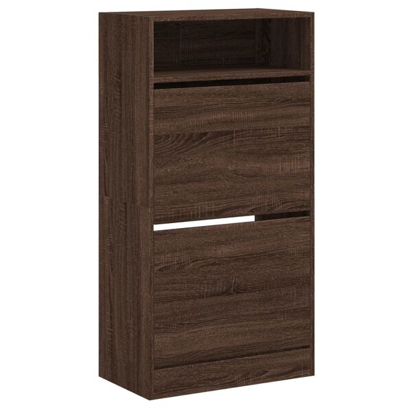 vidaXL Shoe Cabinet Brown Oak Engineered Wood Compact Shoe Cabinet