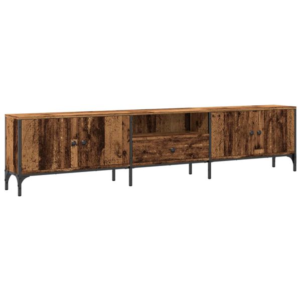 vidaXL TV Cabinet Old wood Engineered wood, metal Medium Adjustable Feet