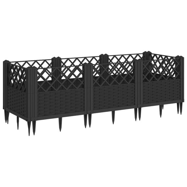 vidaXL Garden Planter Black PP (polypropylene) 48.6 x 17.1 x 17.1 in