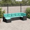 vidaXL Garden Sofa Set Black PE Rattan 7 Piece Set Modular
