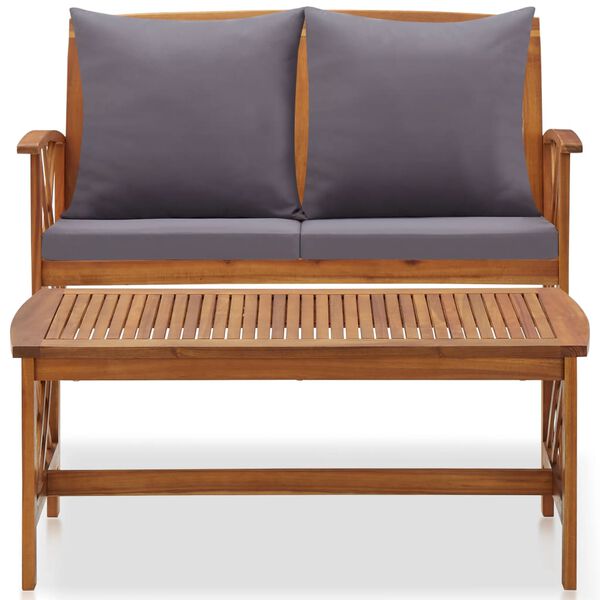 vidaXL Garden Lounge Set Acacia Wood, Dark Grey Solid Acacia Wood, Polyester